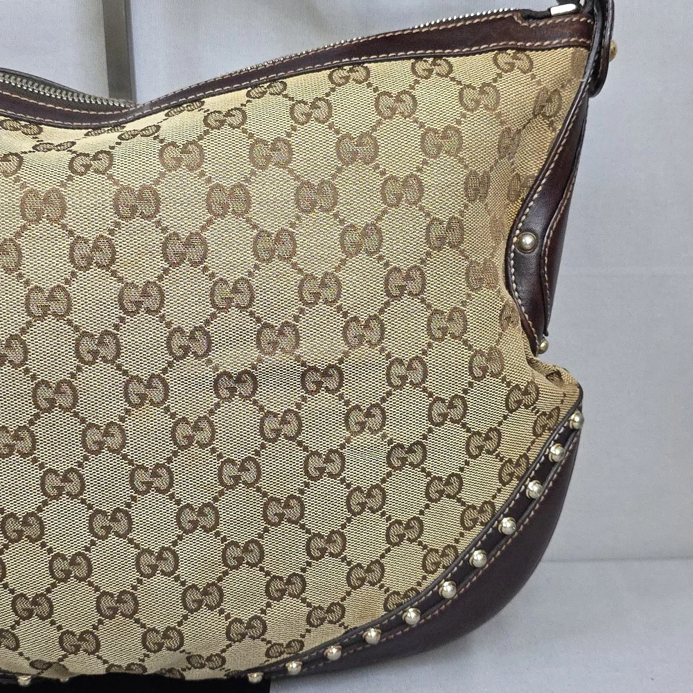 Gucci Beige Monogram Hobo Bag with Green-Red Stripe - Authenticated - Picture 4 of 16